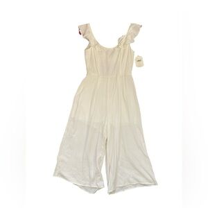 Altar’d State Cream Wide Leg Jumpsuit Small NWT Ruffle Boho Romper Flowy Pants